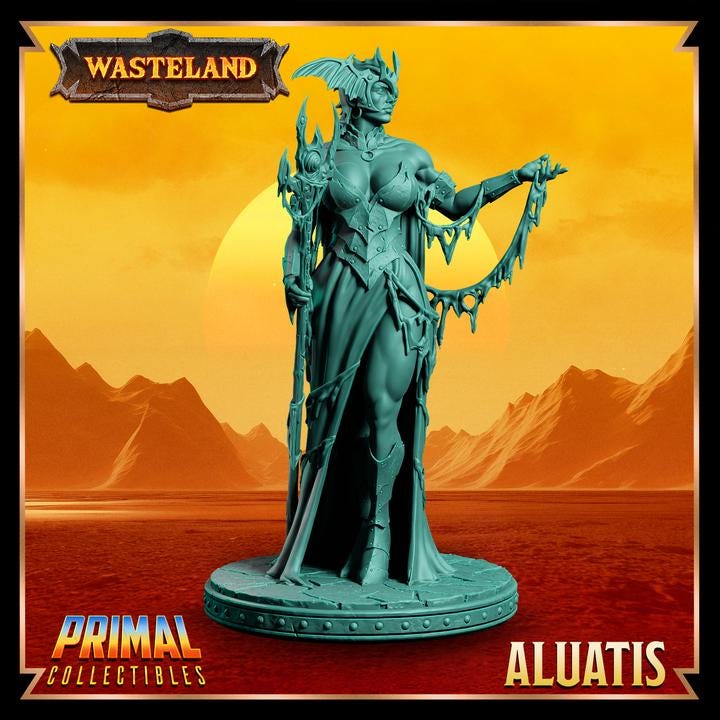 Human Warlock, Aluatis - 28mm, 32mm, 75mm Scale - Unpainted Miniature for DnD, Pathfinder, Tabletop RPGs &d Dioramas - Primal Collectibles