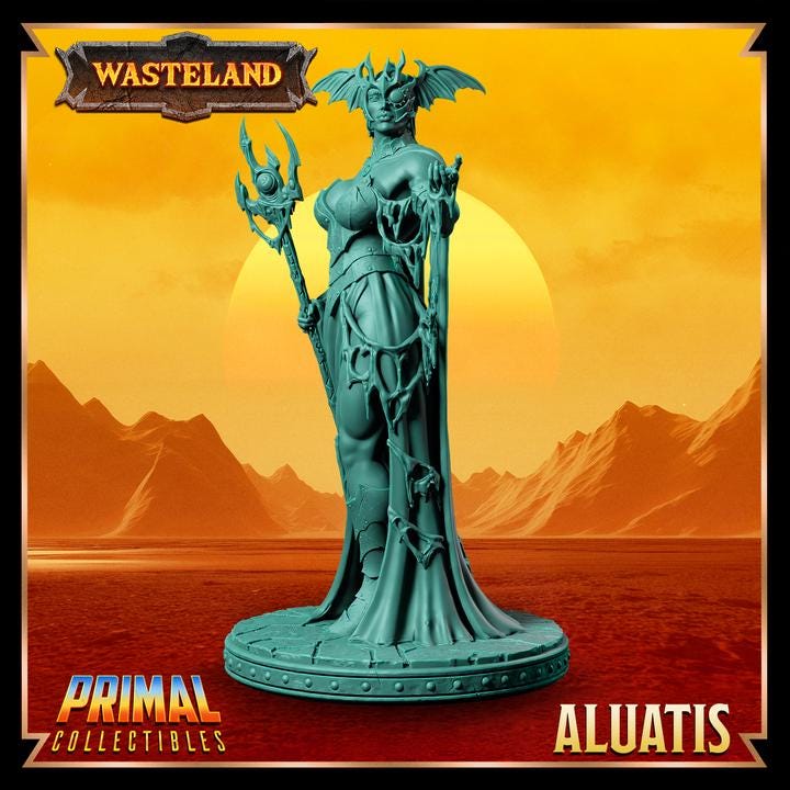 Human Warlock, Aluatis - 28mm, 32mm, 75mm Scale - Unpainted Miniature for DnD, Pathfinder, Tabletop RPGs &d Dioramas - Primal Collectibles