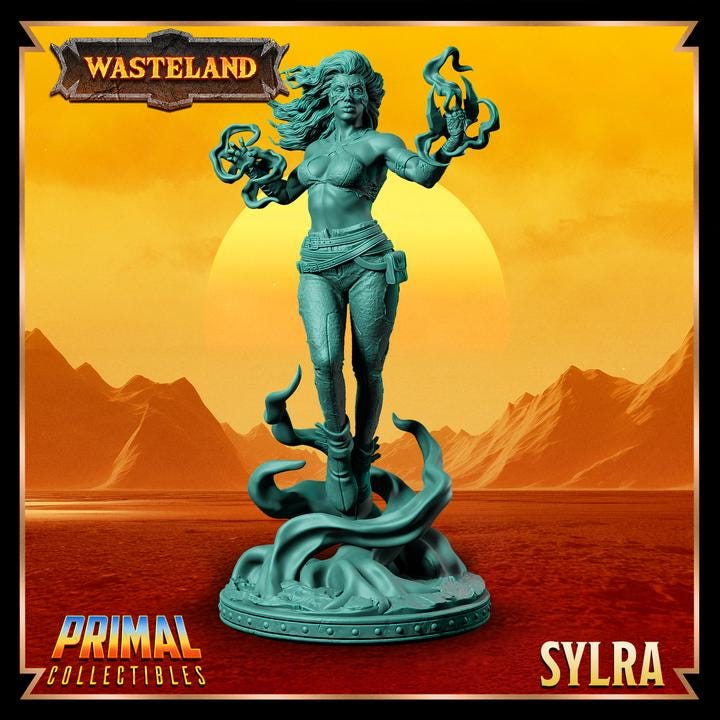 Human Witch, Syldra - 28mm, 32mm, 75mm Scale - Unpainted Miniature for DnD, Pathfinder, Tabletop RPGs &d Dioramas - Primal Collectibles