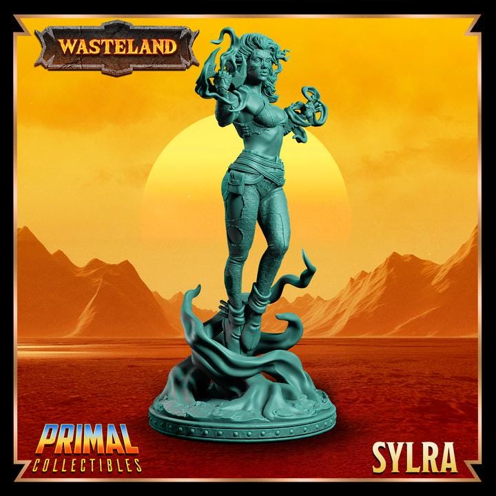 Human Witch, Syldra - 28mm, 32mm, 75mm Scale - Unpainted Miniature for DnD, Pathfinder, Tabletop RPGs &d Dioramas - Primal Collectibles