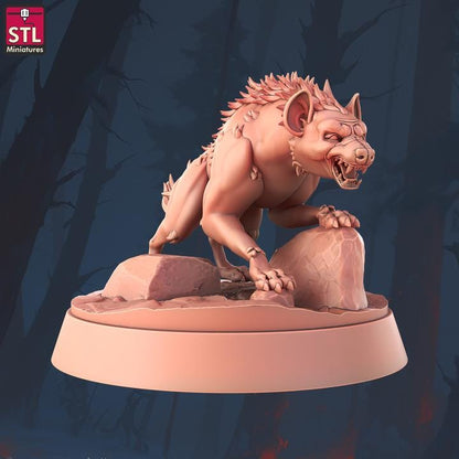 Hyenas - 32mm Scale - Unpainted Miniature for DnD, Pathfinder, Tabletop RPGs - STL Miniatures