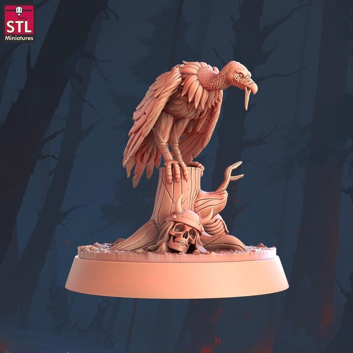 Vultures - 32mm Scale - Unpainted Miniature for DnD, Pathfinder, Tabletop RPGs - STL Miniatures