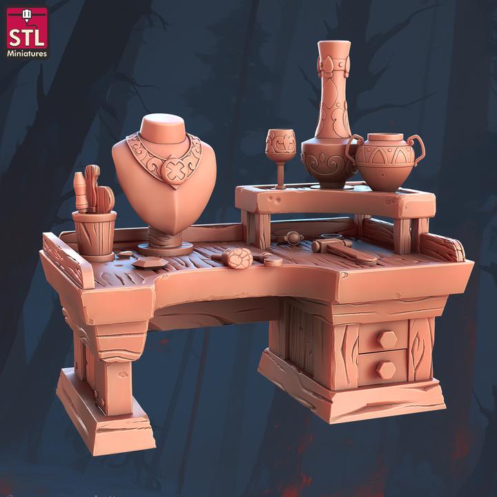 Jewel Crafters - Townsfolk NPCs - 32mm Scale - Unpainted Miniature for DnD, Pathfinder, Tabletop RPGs - STL Miniatures