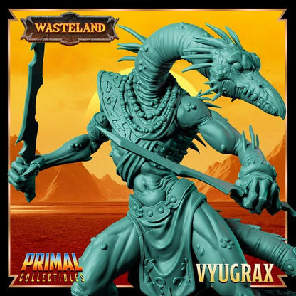 Draconian Rogue, Vyugrax, Wasteland Set - 28mm, 32mm, 75mm Scale - Unpainted Miniature for DnD, Pathfinder, Tabletop RPGs