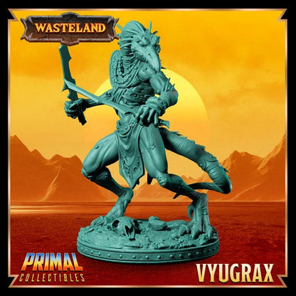 Draconian Rogue, Vyugrax, Wasteland Set - 28mm, 32mm, 75mm Scale - Unpainted Miniature for DnD, Pathfinder, Tabletop RPGs