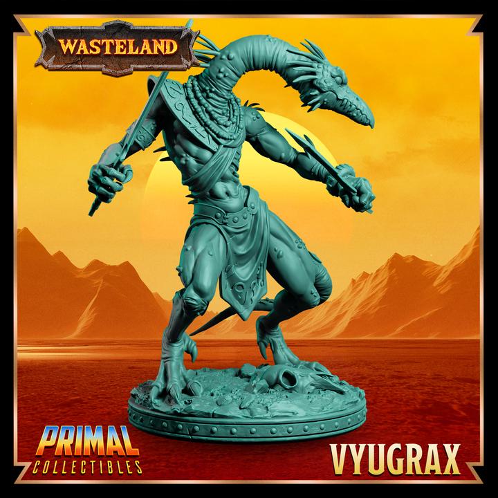 Draconian Rogue, Vyugrax, Wasteland Set - 28mm, 32mm, 75mm Scale - Unpainted Miniature for DnD, Pathfinder, Tabletop RPGs