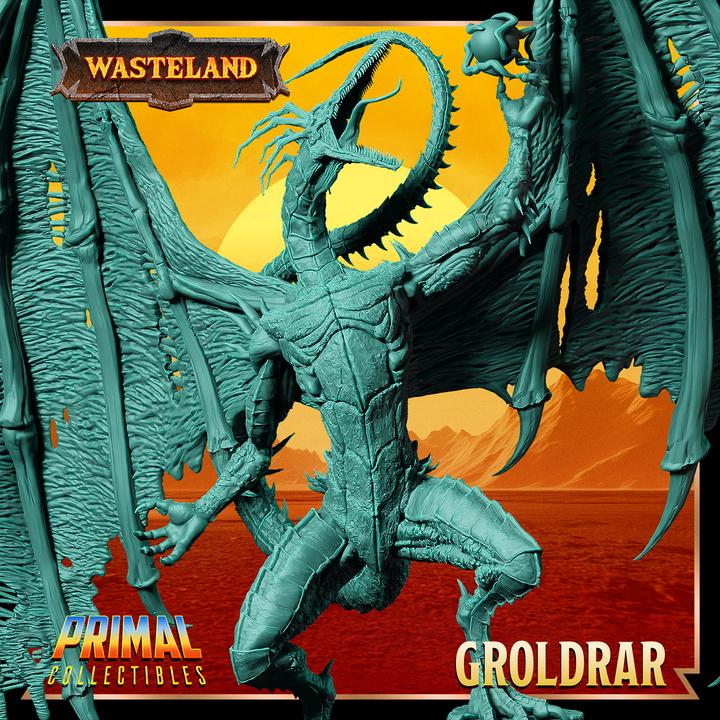 Winged Draconian Sorcerer, Groldrar, Wasteland Set - 28mm, 32mm, 75mm Scale - Unpainted Miniature for DnD, Pathfinder, Tabletop RPGs