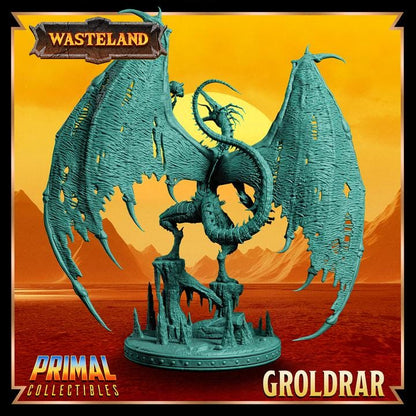 Winged Draconian Sorcerer, Groldrar, Wasteland Set - 28mm, 32mm, 75mm Scale - Unpainted Miniature for DnD, Pathfinder, Tabletop RPGs