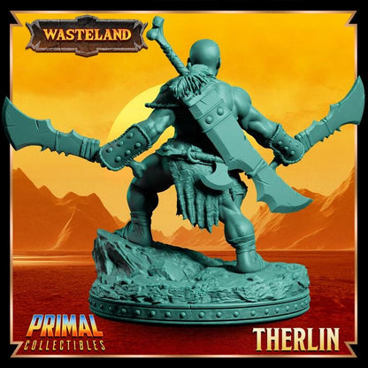 Female Dwarf Barbarian, Therlin - Wasteland Set - 28mm, 32mm, 75mm Scale - Unpainted Miniature for DnD, Pathfinder, Tabletop RPGs