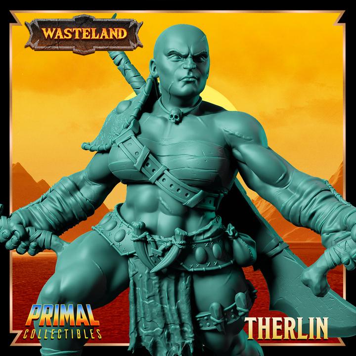 Female Dwarf Barbarian, Therlin - Wasteland Set - 28mm, 32mm, 75mm Scale - Unpainted Miniature for DnD, Pathfinder, Tabletop RPGs