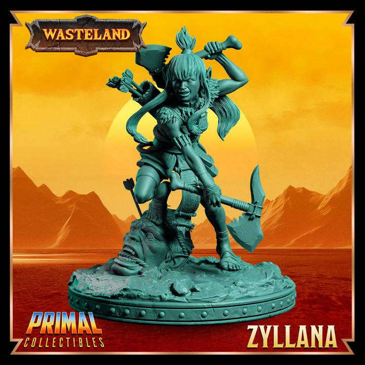 Female Halfling Hunter, Zyllana - Wasteland Set - 28mm, 32mm, 75mm Scale - Unpainted Miniature for DnD, Pathfinder, Tabletop RPGs