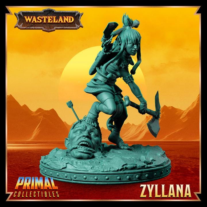 Female Halfling Hunter, Zyllana - Wasteland Set - 28mm, 32mm, 75mm Scale - Unpainted Miniature for DnD, Pathfinder, Tabletop RPGs