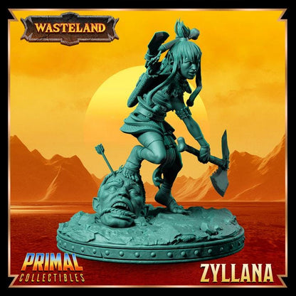 Female Halfling Hunter, Zyllana - Wasteland Set - 28mm, 32mm, 75mm Scale - Unpainted Miniature for DnD, Pathfinder, Tabletop RPGs