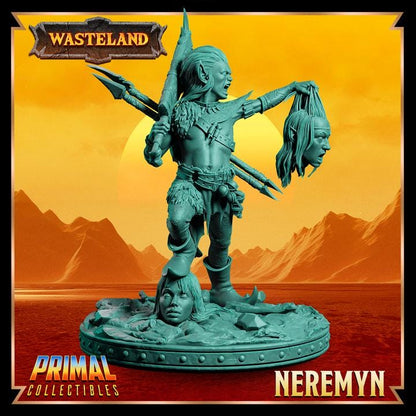 Male Halfling Barbarian, Neremyn - Wasteland Set - 28mm, 32mm, 75mm Scale - Unpainted Miniature for DnD, Pathfinder, Tabletop RPGs
