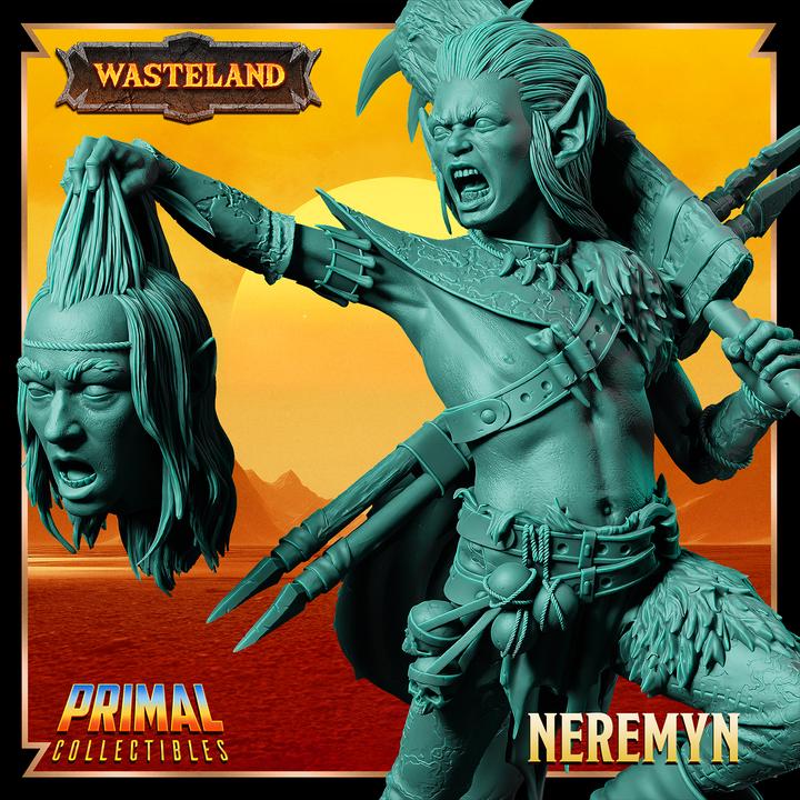 Male Halfling Barbarian, Neremyn - Wasteland Set - 28mm, 32mm, 75mm Scale - Unpainted Miniature for DnD, Pathfinder, Tabletop RPGs