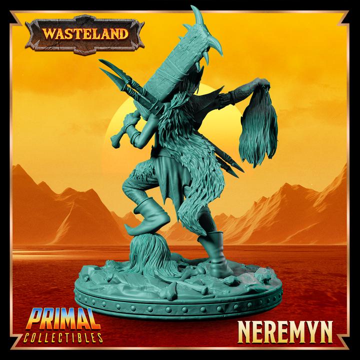 Male Halfling Barbarian, Neremyn - Wasteland Set - 28mm, 32mm, 75mm Scale - Unpainted Miniature for DnD, Pathfinder, Tabletop RPGs