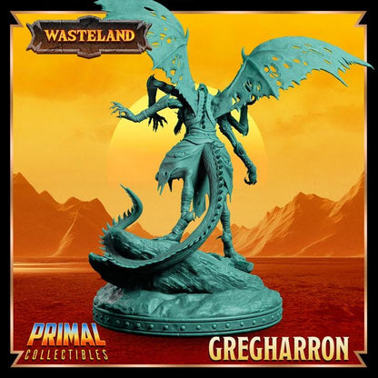 Winged Draconian Sorcerer, Gregharron, Wasteland Set - 28mm, 32mm, 75mm Scale - Unpainted Miniature for DnD, Pathfinder, Tabletop RPGs
