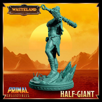 Female Half Giant Barbarian - Wasteland Set - 28mm, 32mm, 75mm Scale - Unpainted Miniature for DnD, Pathfinder, Tabletop RPGs