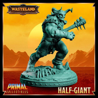 Male Half Giant Barbarian - Wasteland Set - 28mm, 32mm, 75mm Scale - Unpainted Miniature for DnD, Pathfinder, Tabletop RPGs