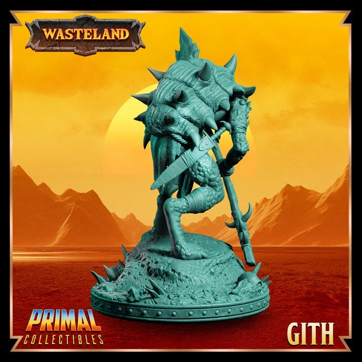 Gith - Wasteland Set - 28mm, 32mm, 75mm Scale - Unpainted Miniature for DnD, Pathfinder, Tabletop RPGs