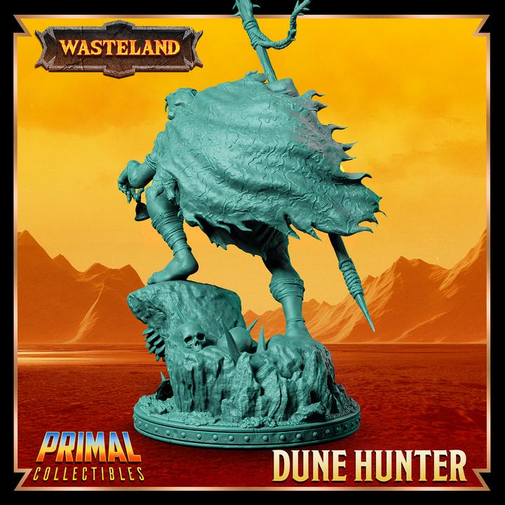 Dune Hunter, Wasteland Set - 28mm, 32mm, 75mm Scale - Unpainted Miniature for DnD, Pathfinder, Tabletop RPGs