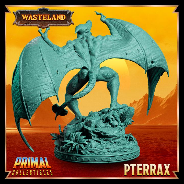 Pterrax with Wings, Wasteland Set - 28mm, 32mm, 75mm Scale - Unpainted Miniature for DnD, Pathfinder, Tabletop RPGs & Dioramas - Primal