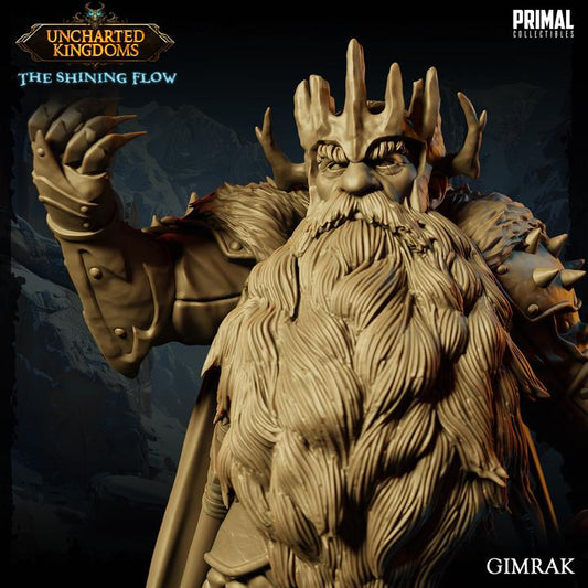 Dwarf King, Grimrak - Uncharted Kingdoms - 28mm, 32mm, 75mm Scale - Unpainted Miniature for DnD, Pathfinder, Tabletop RPGs