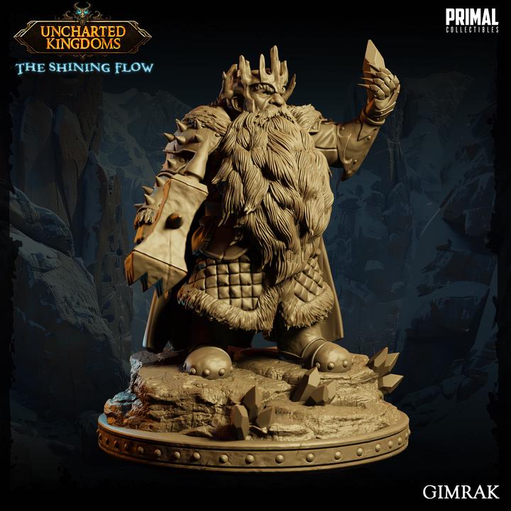 Dwarf King, Grimrak - Uncharted Kingdoms - 28mm, 32mm, 75mm Scale - Unpainted Miniature for DnD, Pathfinder, Tabletop RPGs