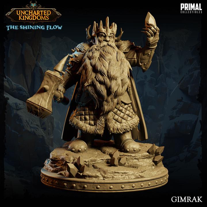 Dwarf King, Grimrak - Uncharted Kingdoms - 28mm, 32mm, 75mm Scale - Unpainted Miniature for DnD, Pathfinder, Tabletop RPGs