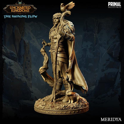 Human Druid, Meridya, Uncharted Kingdoms - 28mm, 32mm, 75mm Scale - Unpainted Miniature for DnD, Pathfinder, Tabletop RPGs