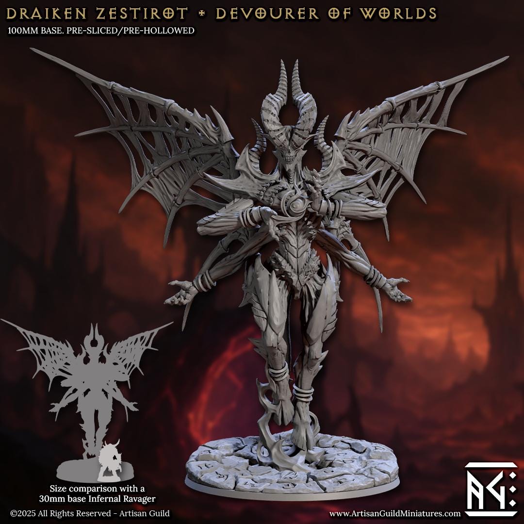 Devourer of Worlds, Devil Boss - Infernal Legion - 32mm Scale - Unpainted Miniature for DnD, Pathfinder, Tabletop RPGs - Artisan Guild