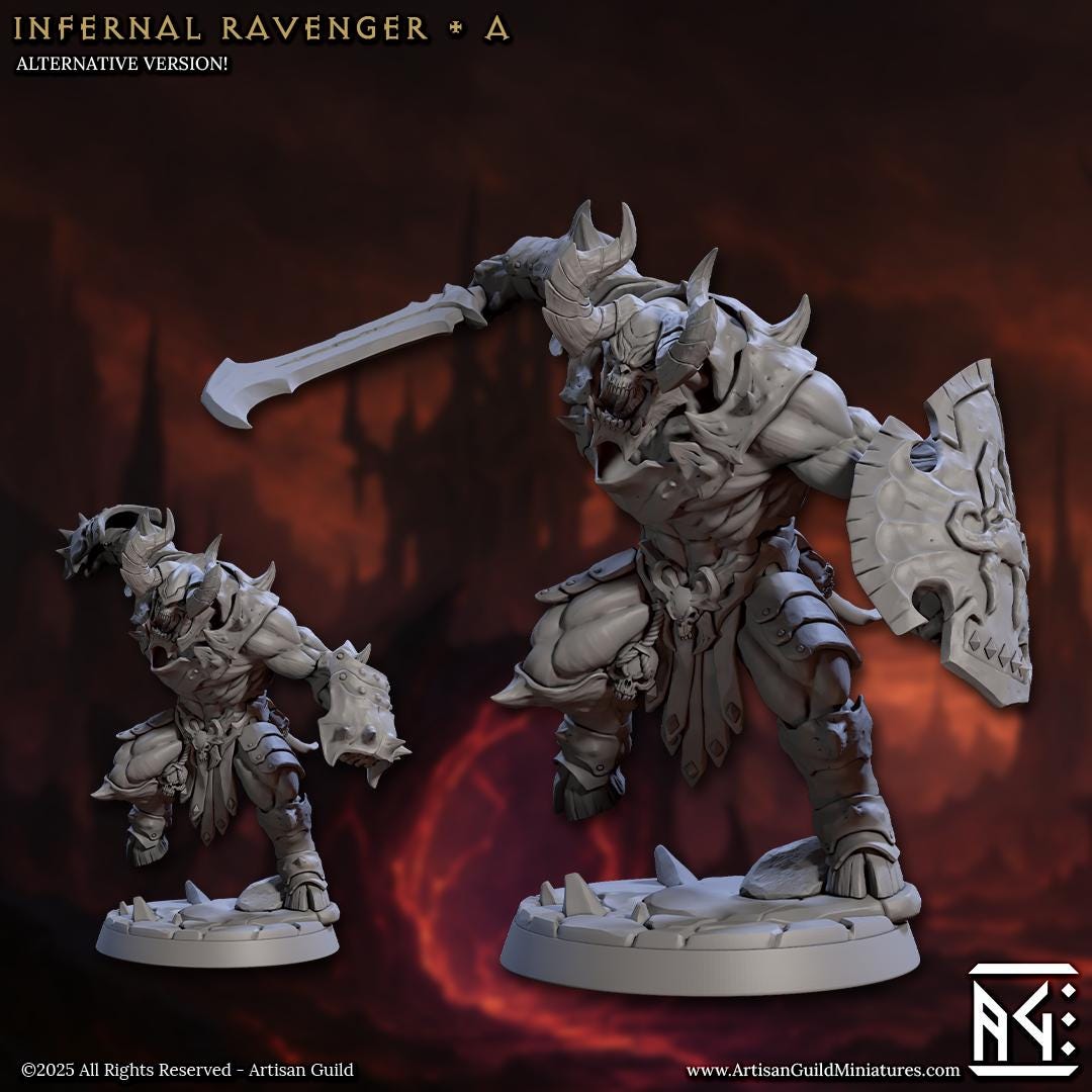 Infernal Ravager, Devil Minion, Pose A, Infernal Legion, 32mm Scale - Unpainted Miniature for DnD, Pathfinder, Tabletop RPGs - Artisan Guild