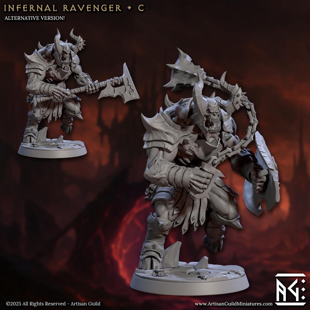 Infernal Ravager, Devil Minion, Pose C, Infernal Legion, 32mm Scale - Unpainted Miniature for DnD, Pathfinder, Tabletop RPGs - Artisan Guild