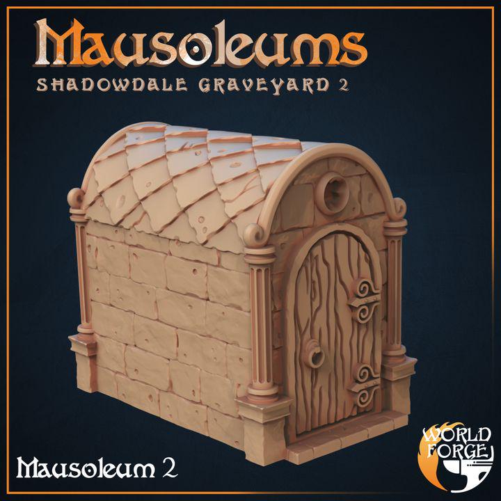 Mausoleums - Graveyard Collection - 32mm Scale - Unpainted Miniature for DnD, Pathfinder, Tabletop RPGs, Dioramas - World Forge Miniatures