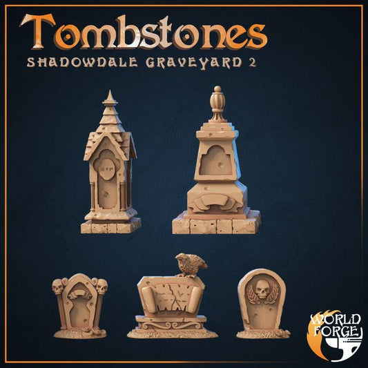 Tombs - Graveyard Collection - 32mm Scale - Unpainted Miniature for DnD, Pathfinder, Tabletop RPGs, Dioramas - World Forge Miniatures