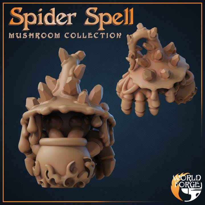 Mushroom Spells - Mushroom Collection - 32mm Scale - Unpainted Miniature for DnD, Pathfinder, Tabletop RPGs, and Dioramas - World Forge