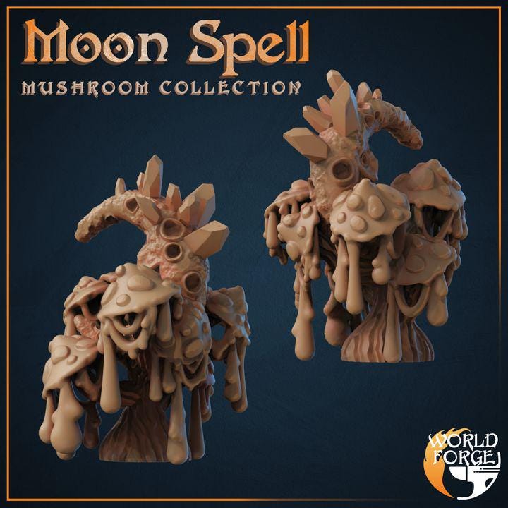 Mushroom Spells - Mushroom Collection - 32mm Scale - Unpainted Miniature for DnD, Pathfinder, Tabletop RPGs, and Dioramas - World Forge