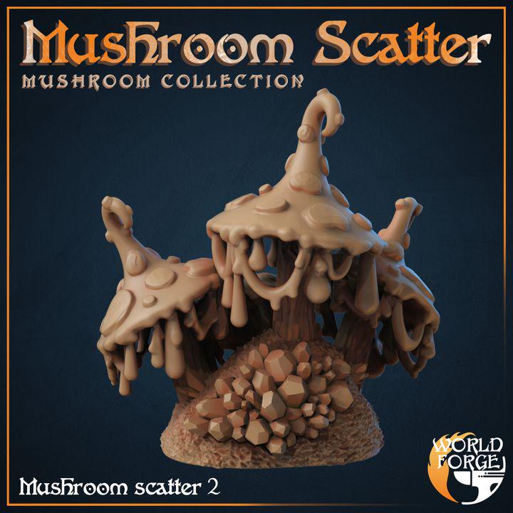 Mushroom Scatter - Mushroom Collection - 32mm Scale - Unpainted Miniature for DnD, Pathfinder, Tabletop RPGs, and Dioramas - World Forge