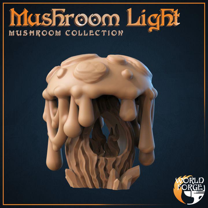 Mushroom Light - Mushroom Collection - 32mm Scale - Unpainted Miniature for DnD, Pathfinder, Tabletop RPGs, and Dioramas - World Forge