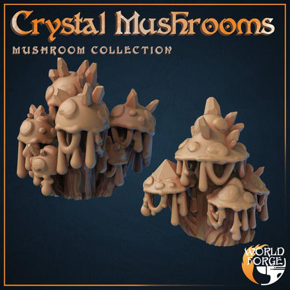 Crystal Mushroom - Mushroom Collection - 32mm Scale - Unpainted Miniature for DnD, Pathfinder, Tabletop RPGs, and Dioramas - World Forge