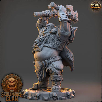 Gorthak Doubleiron - The Skullmarch Ogre Clan - 32mm Scale - Unpainted Miniature for DnD, Pathfinder, Tabletop RPGs - Daybreak Miniatures