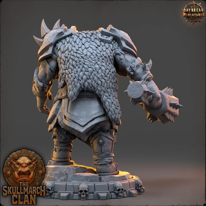 Rundok Skysmasher - The Skullmarch Clan - 32mm Scale - Unpainted Miniature for DnD, Pathfinder, Tabletop RPGs - Daybreak Miniatures