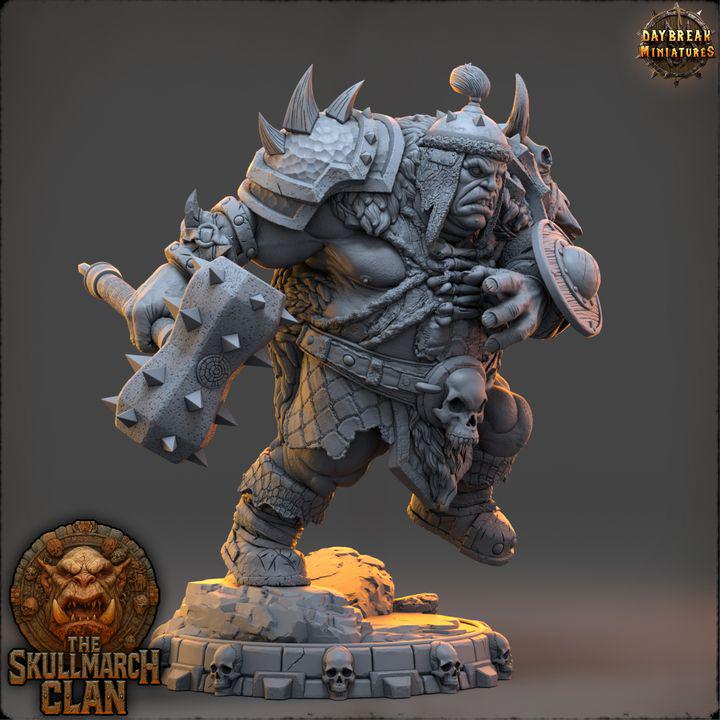 Ugmar Neverkneel - The Skullmarch Clan - 32mm Scale - Unpainted Miniature for DnD, Pathfinder, Tabletop RPGs - Daybreak Miniatures