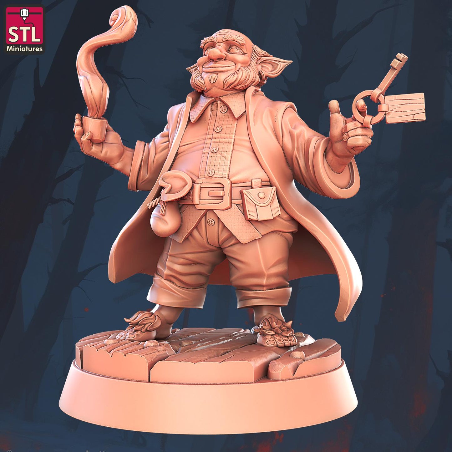 Hostel Owner - Halfling Hostel Set - Townsfolk NPCs - 32mm Scale - Unpainted Miniature for DnD, Pathfinder, Tabletop RPGs - STL Miniatures