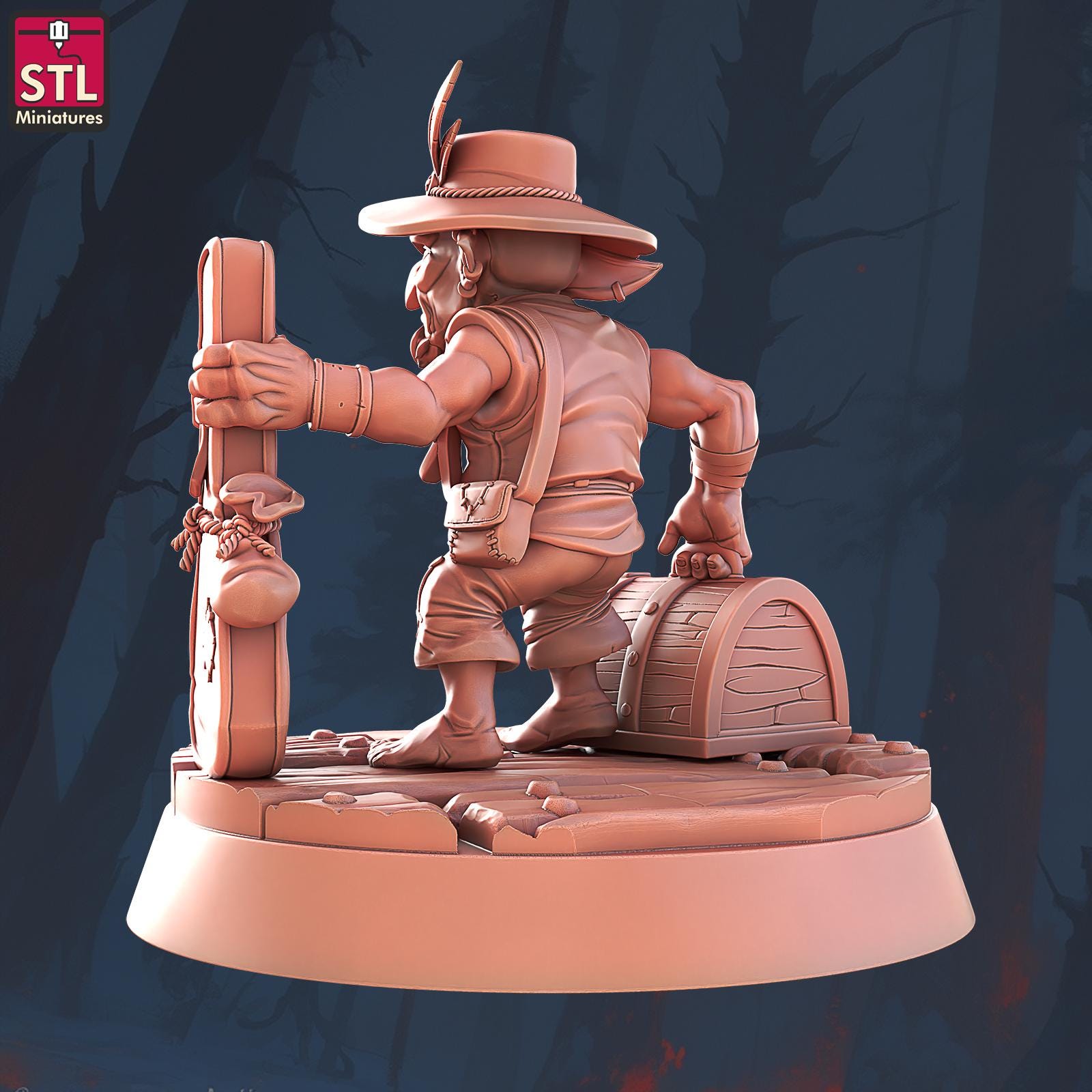 Hostel Guest, Pose A, Halfling Hostel Set - Townsfolk - 32mm Scale - Unpainted Miniature for DnD, Pathfinder, Tabletop RPGs - STL Miniatures