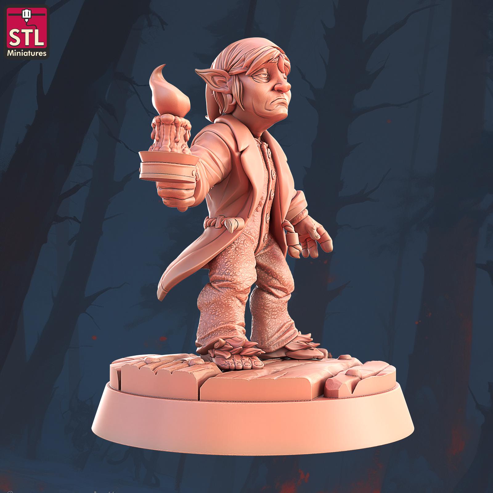 Hostel Guest, Pose B, Halfling Hostel Set - Townsfolk - 32mm Scale - Unpainted Miniature for DnD, Pathfinder, Tabletop RPGs - STL Miniatures