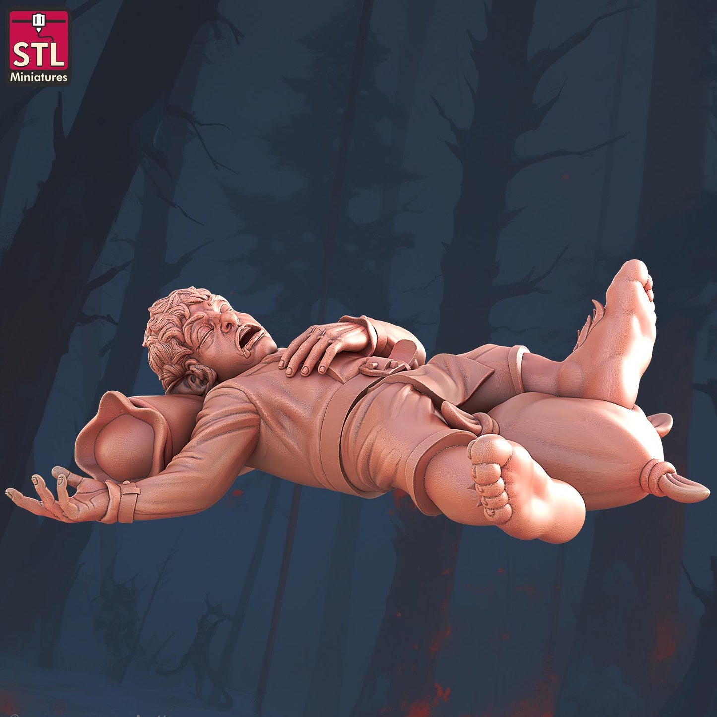 Sleeping Hostel Guest, Pose C, Halfling Hostel Set - 32mm Scale - Unpainted Miniature for DnD, Pathfinder, Tabletop RPGs - STL Miniatures