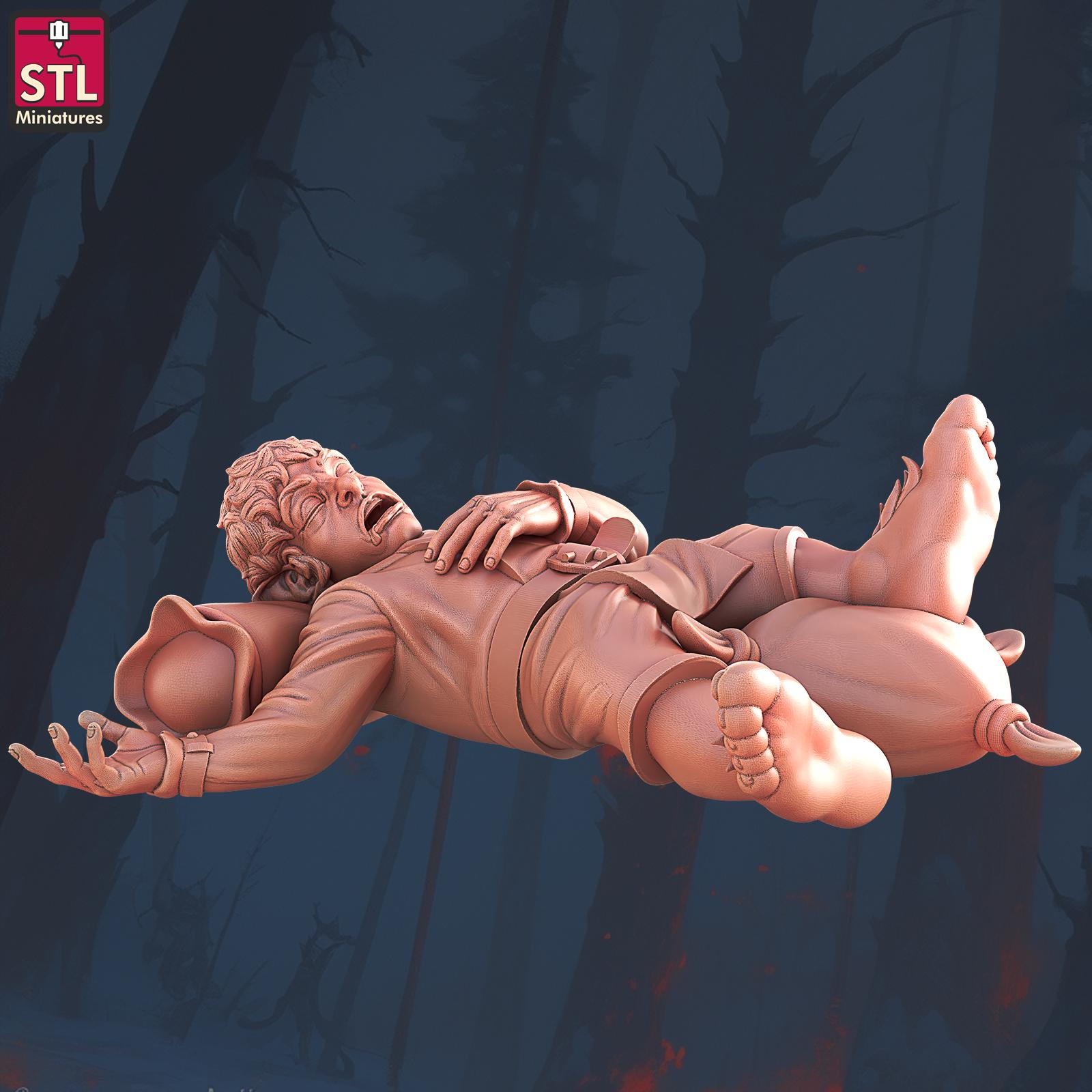 Sleeping Hostel Guest, Pose C, Halfling Hostel Set - 32mm Scale - Unpainted Miniature for DnD, Pathfinder, Tabletop RPGs - STL Miniatures