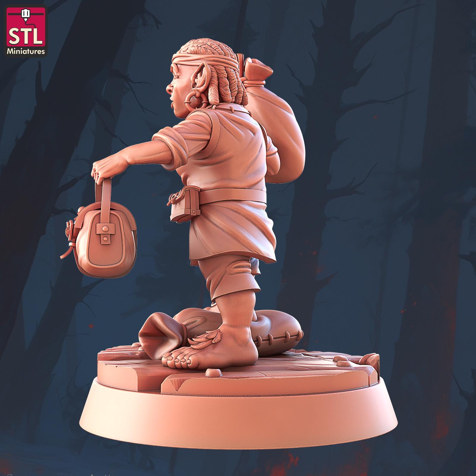 Hostel Guest, Pose D, Halfling Hostel Set - Townsfolk - 32mm Scale - Unpainted Miniature for DnD, Pathfinder, Tabletop RPGs - STL Miniatures