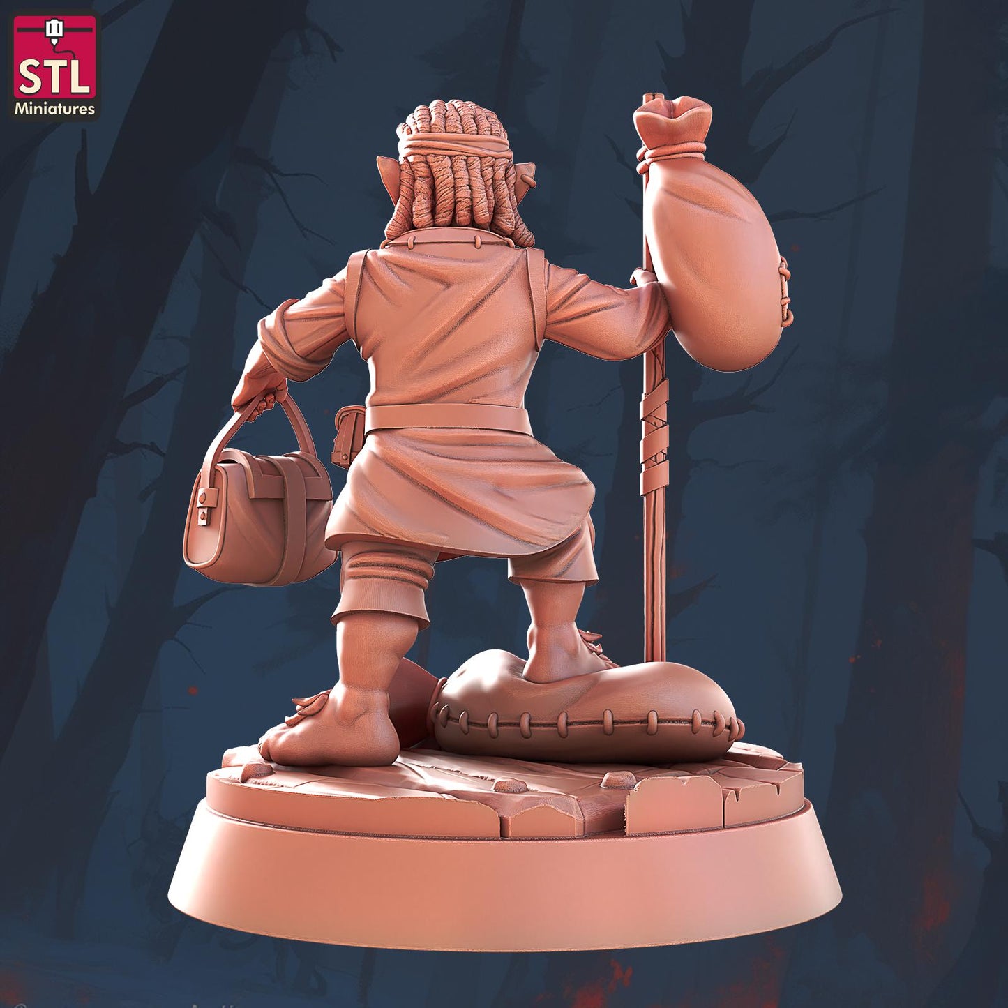 Hostel Guest, Pose D, Halfling Hostel Set - Townsfolk - 32mm Scale - Unpainted Miniature for DnD, Pathfinder, Tabletop RPGs - STL Miniatures